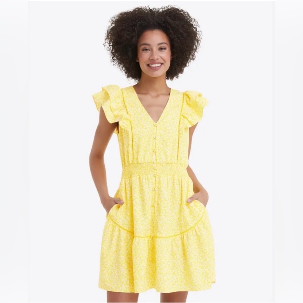 Draper James - Size 4 Gabby Mini Dress in Golden Floral
